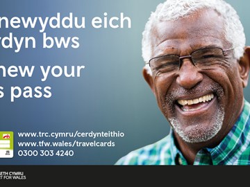 Renew your bus pass Welsh English